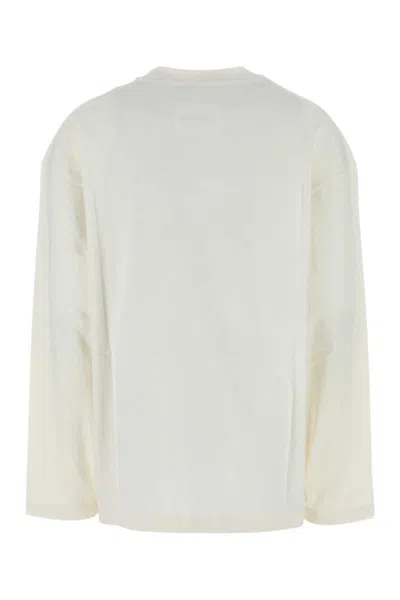 Jil Sander Crew Neck Long Sleeves T-shirt With Ribbed Collar And Printed Logo On The Front Clothing In White