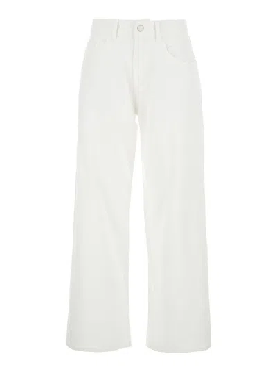 Icon Denim Poppy White Jeans With Medium Rise And Logo Patch On The Rear In Denim Woman In White