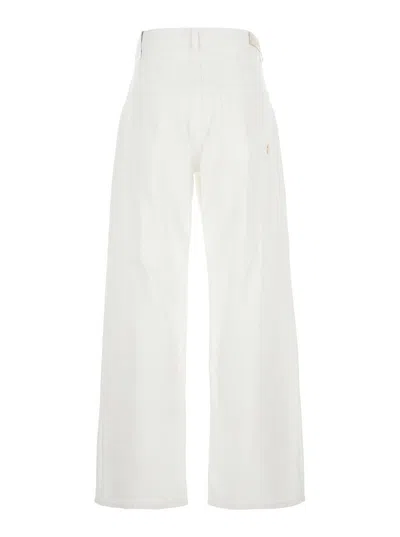 Icon Denim Poppy White Jeans With Medium Rise And Logo Patch On The Rear In Denim Woman In White