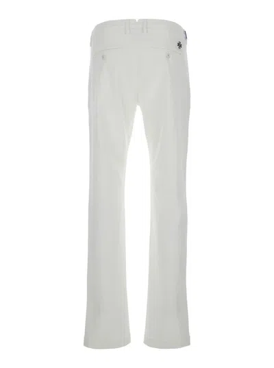 Jacob Cohen 'bobby' Slim White Pants With Logo Patch In Cotton Man In White