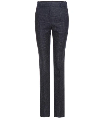 Victoria Beckham Slim Check Wool Trousers In Eavy-grey