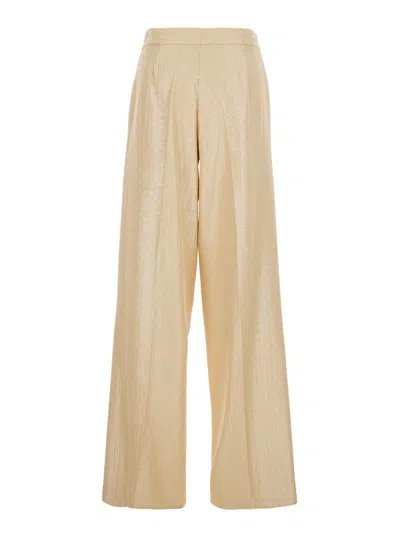 FEDERICA TOSI BEIGE PANTS WITH ALL-OVER APPLIED SEQUINS IN TECH FABRIC WOMAN 