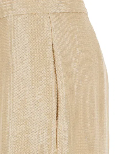 Federica Tosi Tech Fabric Beige Pants With All-over Applied Sequins In Beige