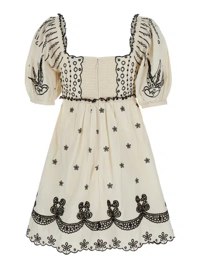 Shop Sea 'kingsley' White Dress With All-over Embroidery In Cotton Woman