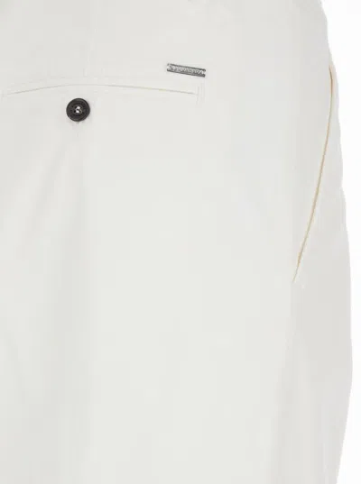 Dsquared2 White Five-pocket Pants With Logo Patch On The Back In Cotton Man In White