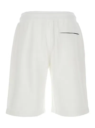 C.p. Company White Shorts With Elastic Waist And Drawstring In Cotton Man In White