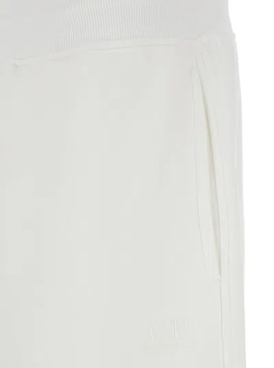 C.p. Company White Shorts With Elastic Waist And Drawstring In Cotton Man In White
