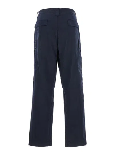 C.p. Company Blue Pants With Cargo Pockets And Lens Motif On The Leg In Cotton Man In Blue