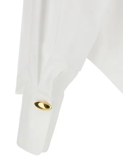 Federica Tosi White Shirt With Pointed Collar And Metallic Details On The Cuffs In Fabric Woman In White