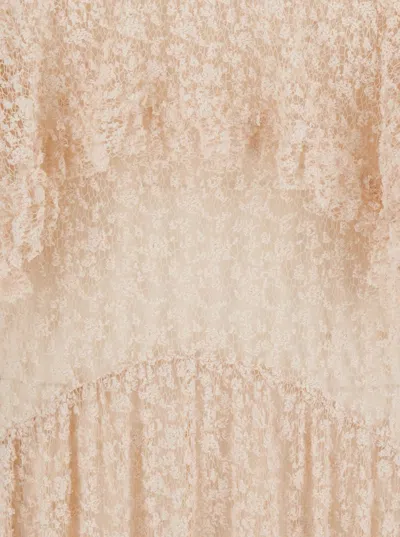 Philosophy Di Lorenzo Serafini Pink Long Dress With Crossed Straps On The Back In Lace Woman In Pink
