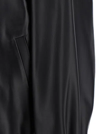 Tonywack Black Jacket With Classic Collar And Elastic Waist In Leather Man In Black