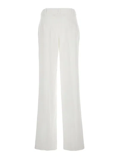 Shop Federica Tosi White Palazzo Pants With Pences On The Front In Viscose Woman