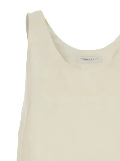 Philosophy Di Lorenzo Serafini Beige Sleeveless Top With Round Neck In Silk Woman In Beige