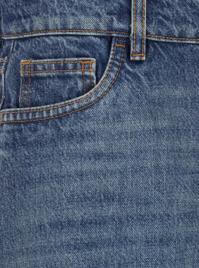 Coperni Blue Skirt With Logo Patch On The Rear And Diagonal One-leg Cut In Denim Woman In Blue