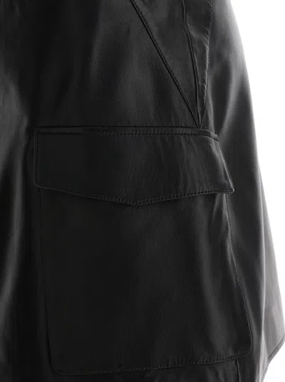 Arma Black Wallet Skirt With Pockets In Leather Woman In Black