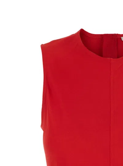 Ami Alexandre Mattiussi Ami Paris Red Long Sleeveless Dress With Round Neck In Viscose Blend Woman In Red
