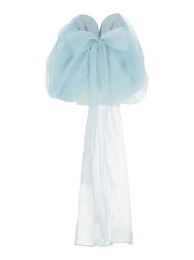 Zimmermann 'crush' Light Blue Top With Boned Bodice And Rear Tie Closure In Silk Woman In White