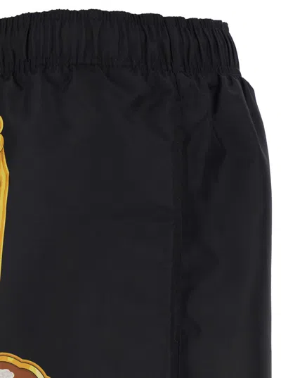 Versace Black Swimsuit With All-over Cameo Print In Tech Fabric Man In Black