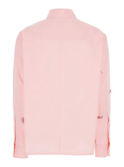 Des_phemmes Pink Shirt With Classic Collar And Embellishments On The Front In Cotton Woman In Pink