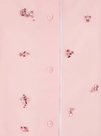 Des_phemmes Pink Shirt With Classic Collar And Embellishments On The Front In Cotton Woman In Pink