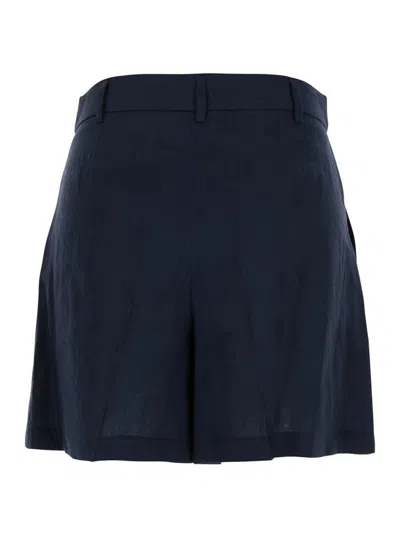 Plain Blue Shorts With Belt Loops At The Waist In Blue