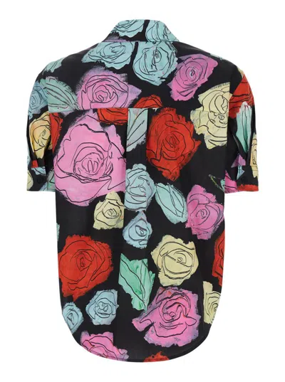 Marni Multicolor Shirt With All-over Rose Print And Chest Pocket In Cotton Woman In Multicolor