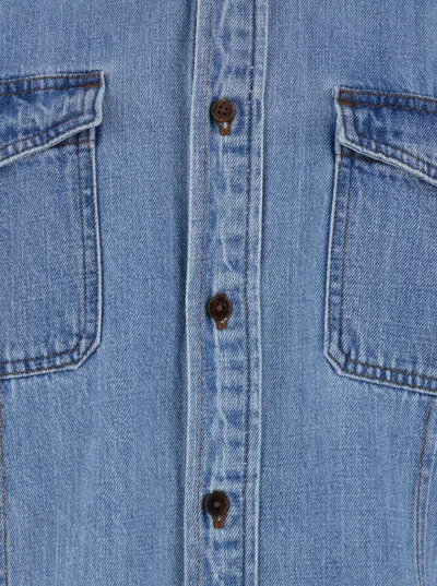 Dunst Blue Jacket With Patch Pockets On The Chest In Denim Man In Blue