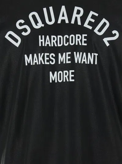 Dsquared2 Black Crewneck T-shirt With Logo Printed On The Front In Cotton Man In Black