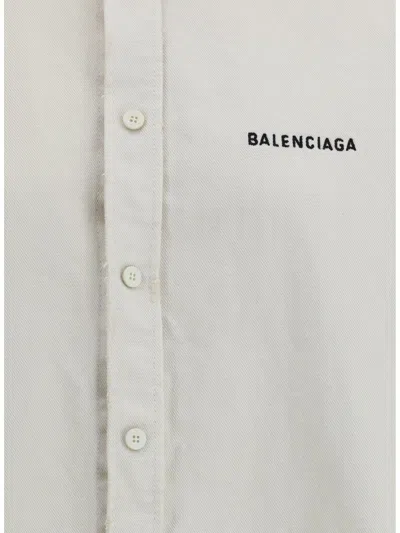 Balenciaga Cotton Shirt With Pockets And Collar In Beige