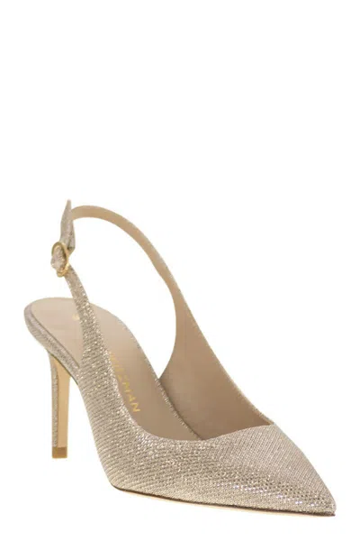 Stuart Weitzman Stuart Power - Metallised Fabric Slingback In Gold