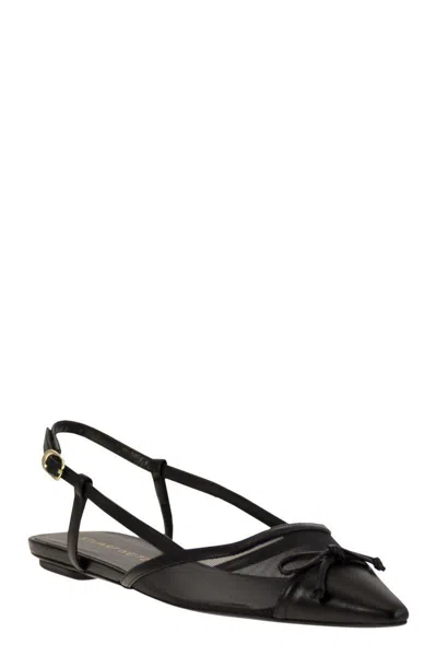 Stuart Weitzman Black Slingback Ballerinas With Pointed Design In Black