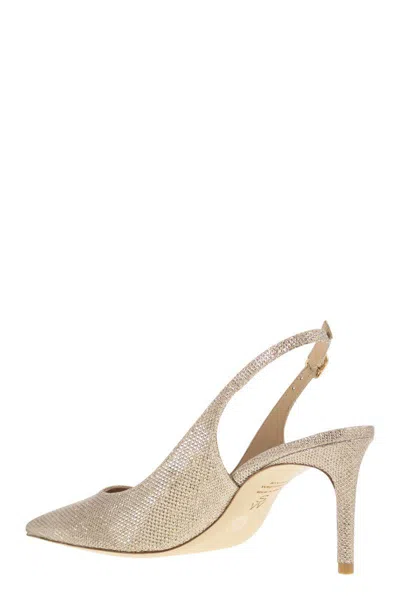 Stuart Weitzman Stuart Power - Metallised Fabric Slingback In Gold