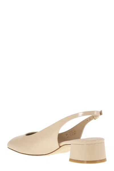 Stuart Weitzman Maeve - Lacquered Leather Slingback In Beige