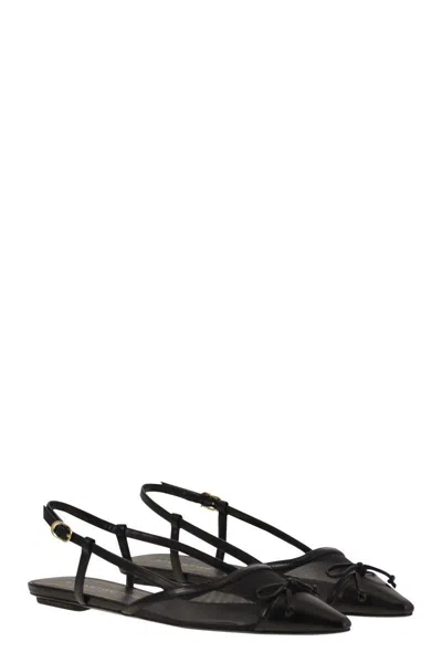 Stuart Weitzman Black Slingback Ballerinas With Pointed Design In Black