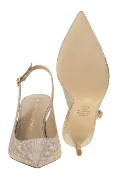 Stuart Weitzman Stuart Power - Metallised Fabric Slingback In Gold