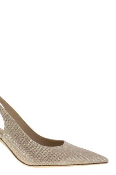 Stuart Weitzman Stuart Power - Metallised Fabric Slingback In Gold