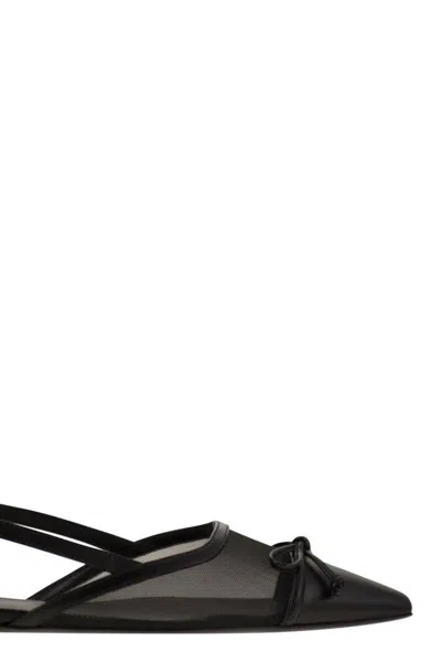 Stuart Weitzman Black Slingback Ballerinas With Pointed Design In Black