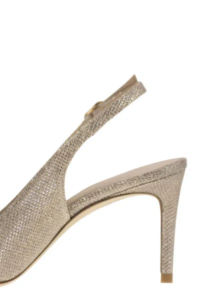 Stuart Weitzman Stuart Power - Metallised Fabric Slingback In Gold