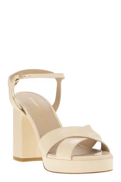 Stuart Weitzman Dayna - Leather Platform Sandal In Beige