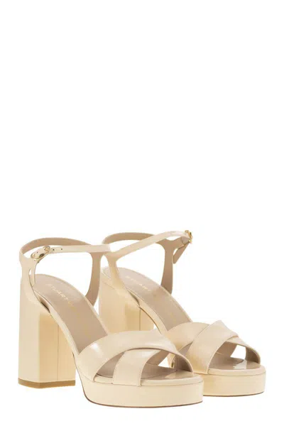 Stuart Weitzman Dayna - Leather Platform Sandal In Beige
