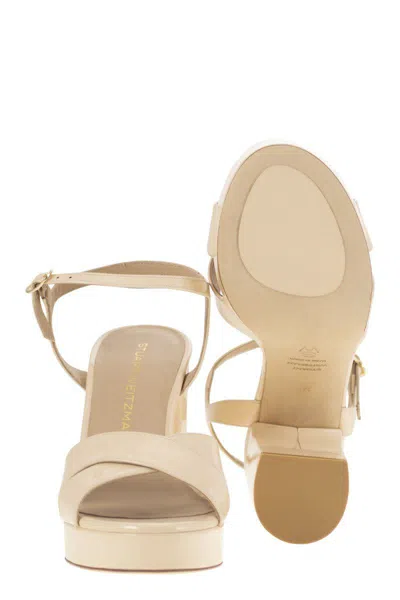Stuart Weitzman Dayna - Leather Platform Sandal In Beige