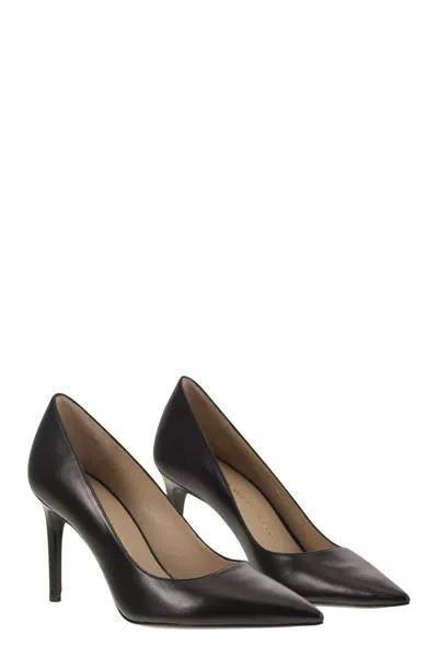 Stuart Weitzman Pointed Toe Stiletto Heel Pumps In Patent Leather In Black