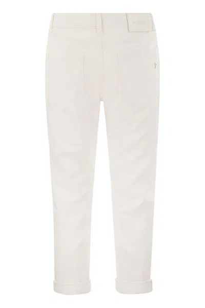 Dondup Striped Pattern Cropped Trousers With Button Detailing In Neutral