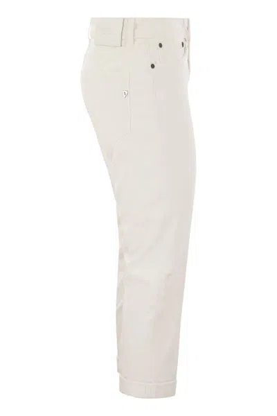 Dondup Striped Pattern Cropped Trousers With Button Detailing In Neutral