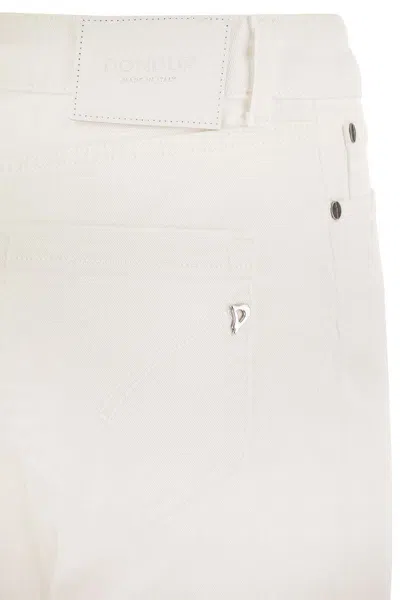 Dondup Striped Pattern Cropped Trousers With Button Detailing In Neutral