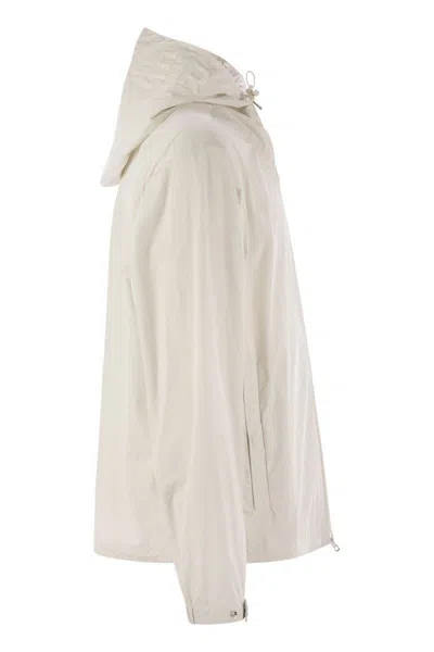 Moncler Windbreaker Drawstring Hood Elasticated Cuffs In White