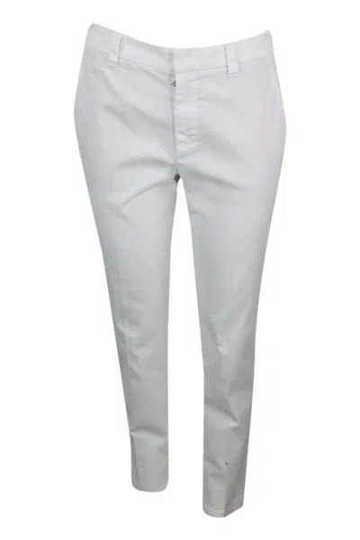 Brunello Cucinelli Garment-dyed Stretch Cotton Drill Cigarette Trousers In White