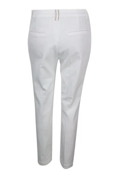 Brunello Cucinelli Garment-dyed Stretch Cotton Drill Cigarette Trousers In White