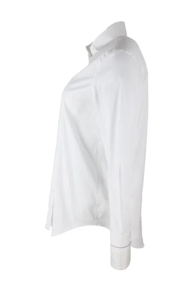 Brunello Cucinelli Shirt In Cotton Stretch In White