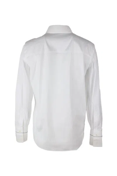 Brunello Cucinelli Shirt In Cotton Stretch In White
